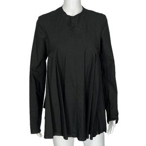 NWOT $590 Marc Le Bihan Black Long Sleeve Cotton Blouse French sz 40 US sz 8